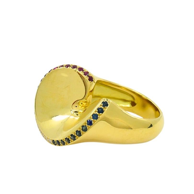 Donna Anello da cocktail in oro 18k vintage con pietre preziose francese in vendita
