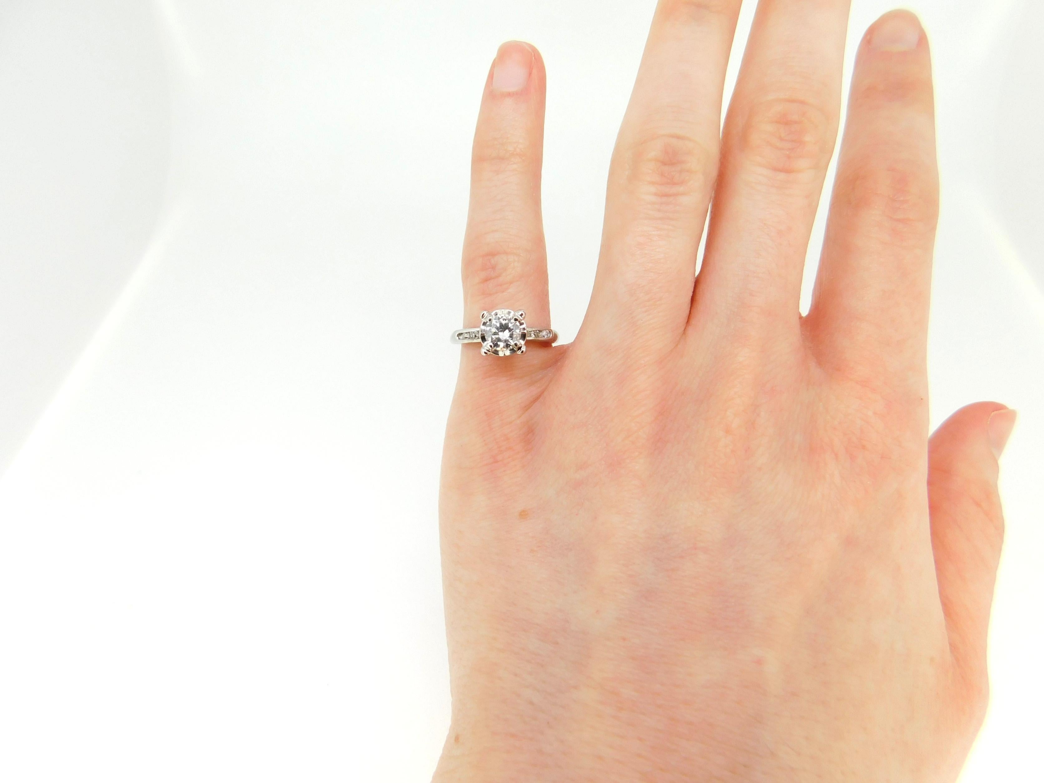 Women's Vintage 18k Gold Genuine Natural Diamond Engagement Ring 3/4ct Total '#J4495' For Sale