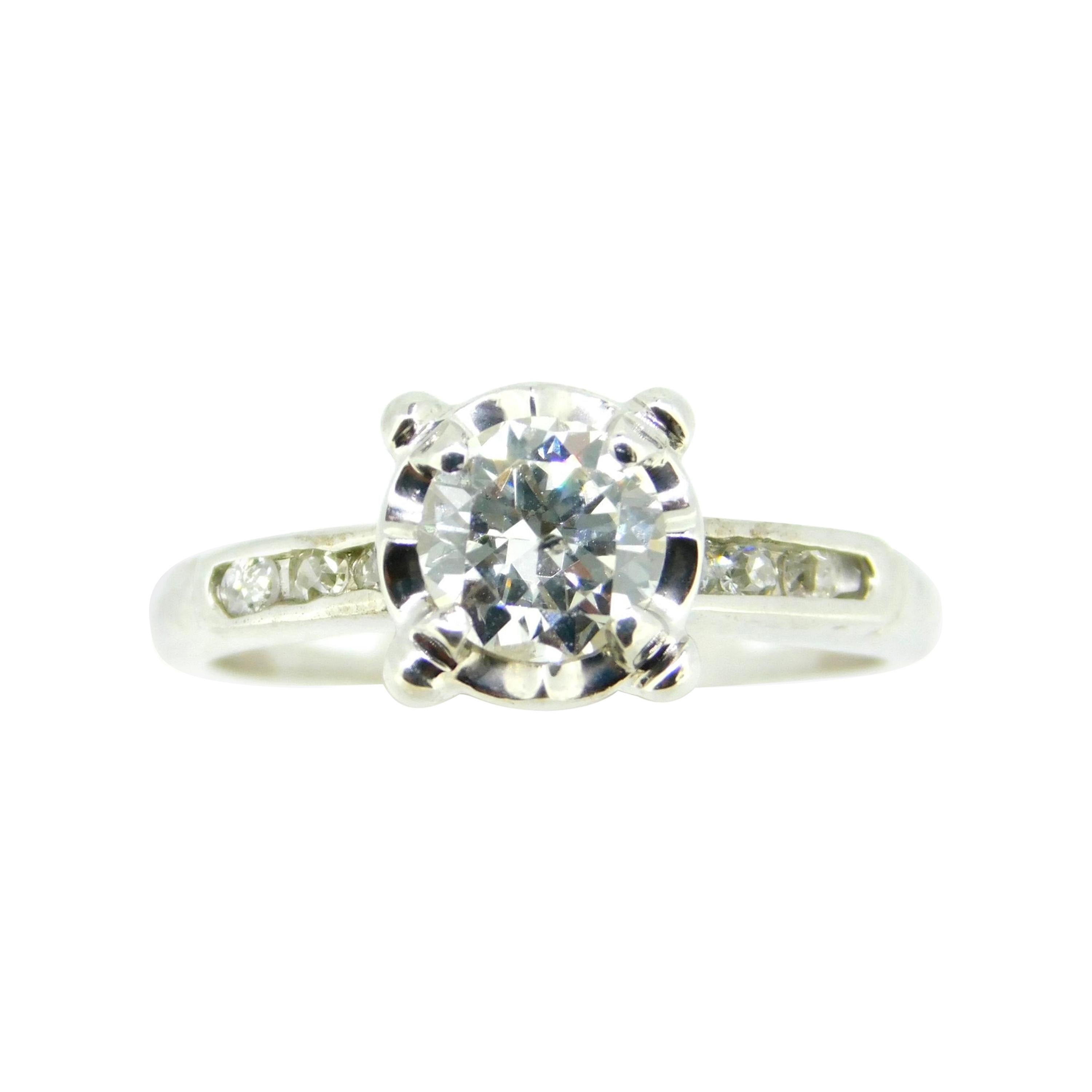 Bague de fiançailles vintage en or 18 carats avec diamant naturel véritable de 3/4 carat au total '#J4495'