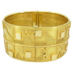 Vintage 18k Gold Geometrisches Manschettenarmband