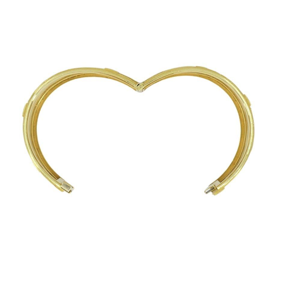 Vintage 18k Gold Geometric Hinge Cuff Bracelet en vente 2