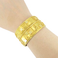 Vintage Elisabeth Treskow 18k Gold Geometric Hinge Cuff Bracelet c 1930s