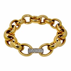 Bracciale vintage in oro rosa 18 carati con maglie a cavo tedesco e una maglia con un diamante incastonato