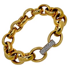Bracciale vintage in oro rosa 18 carati con maglie a cavo tedesco e una maglia con un diamante incastonato