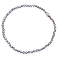 Vintage 18k Gold Gray Pearl Beaded Strand Necklace