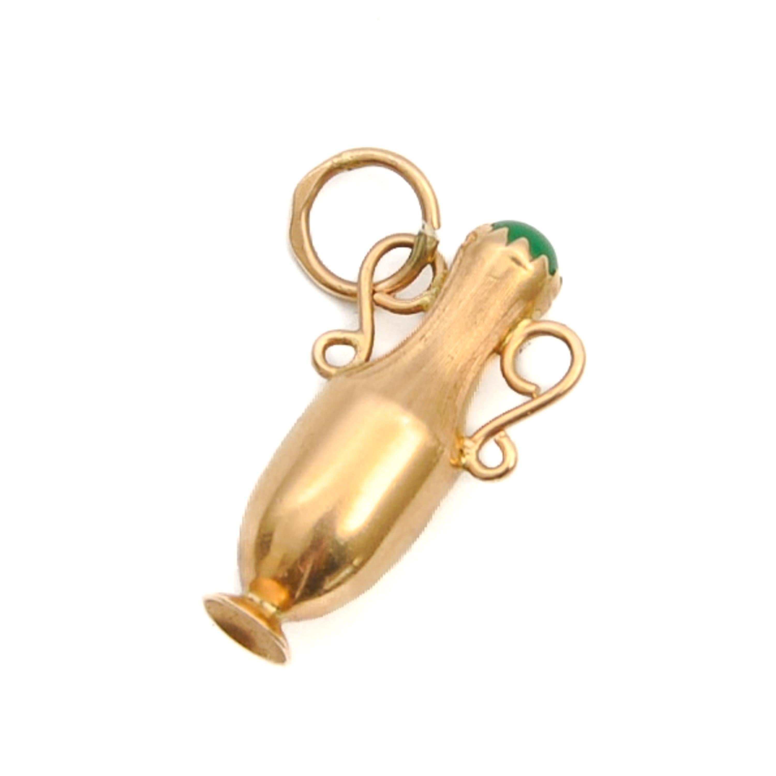 Vintage 18K Gold Greek Amphora Vase Jug Charm Pendant For Sale 2