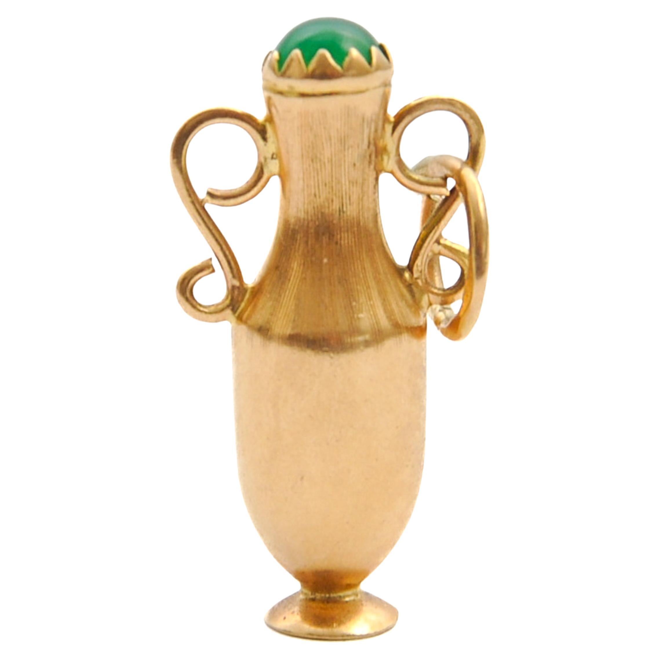 Vintage 18K Gold Greek Amphora Vase Jug Charm Pendant For Sale