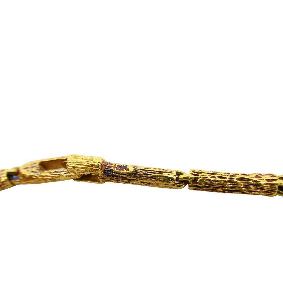 Collier Vintage en or 18k Hammered Barrel Link Chain Unisexe en vente