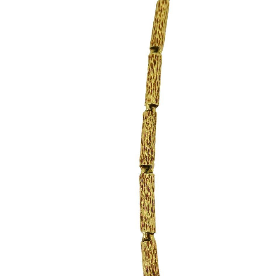 Collier Vintage en or 18k Hammered Barrel Link Chain en vente 2