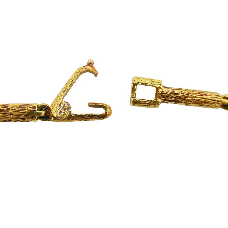 Collier Vintage en or 18k Hammered Barrel Link Chain en vente 3