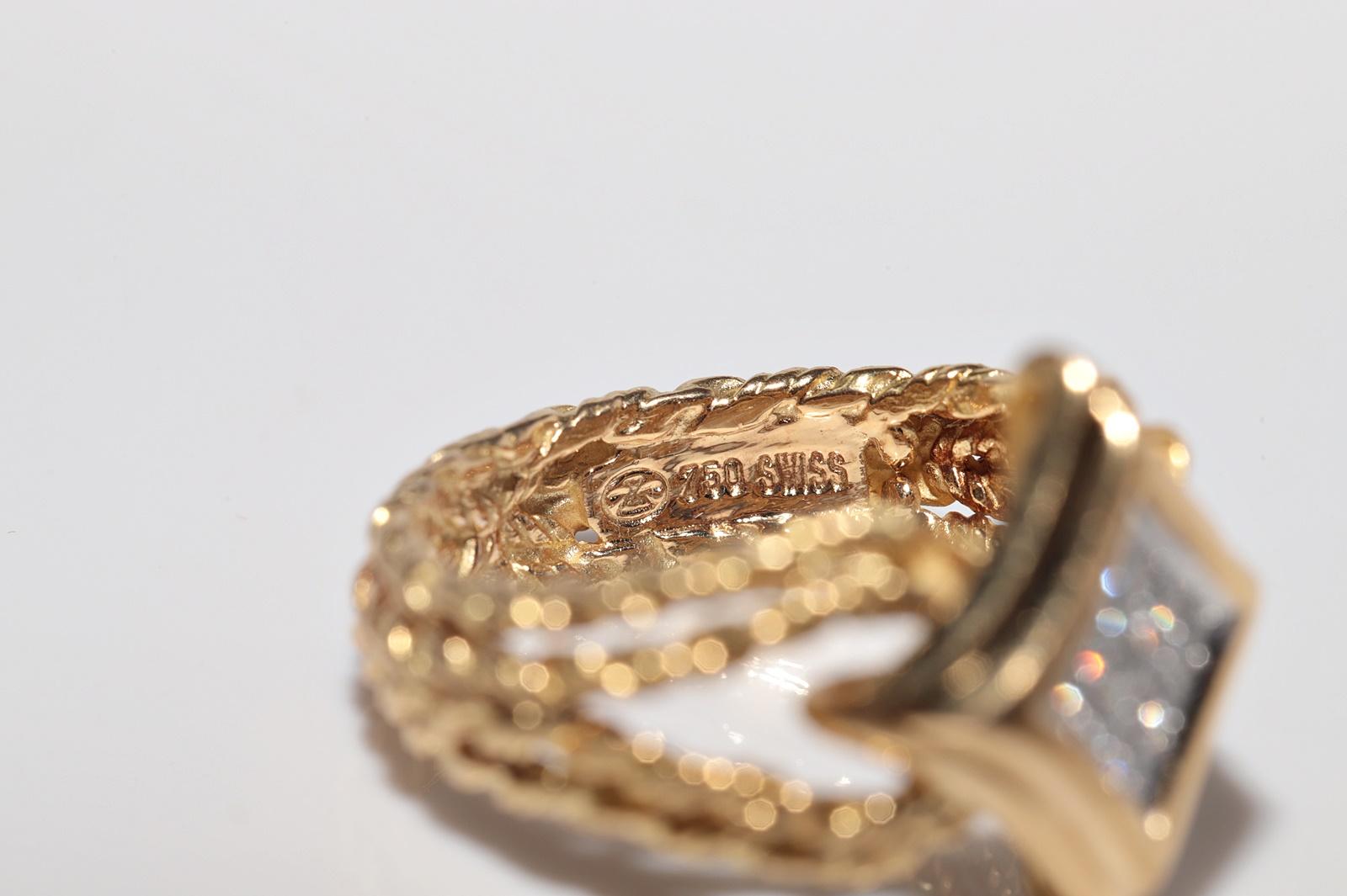 Anello Navette d'epoca in oro 18 carati con diamanti naturali decorati e lavorati a mano in vendita 4