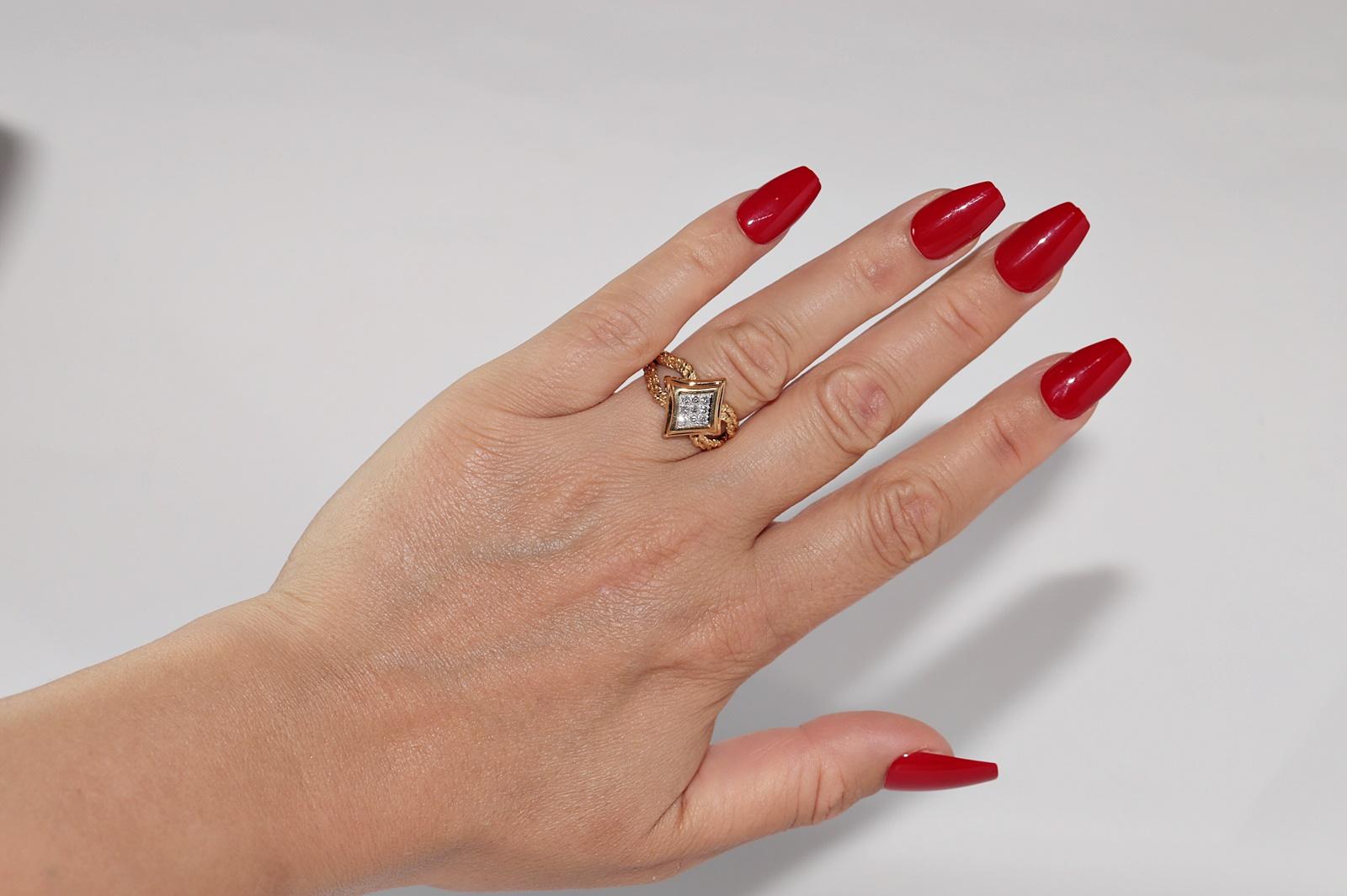 Anello Navette d'epoca in oro 18 carati con diamanti naturali decorati e lavorati a mano in vendita 11