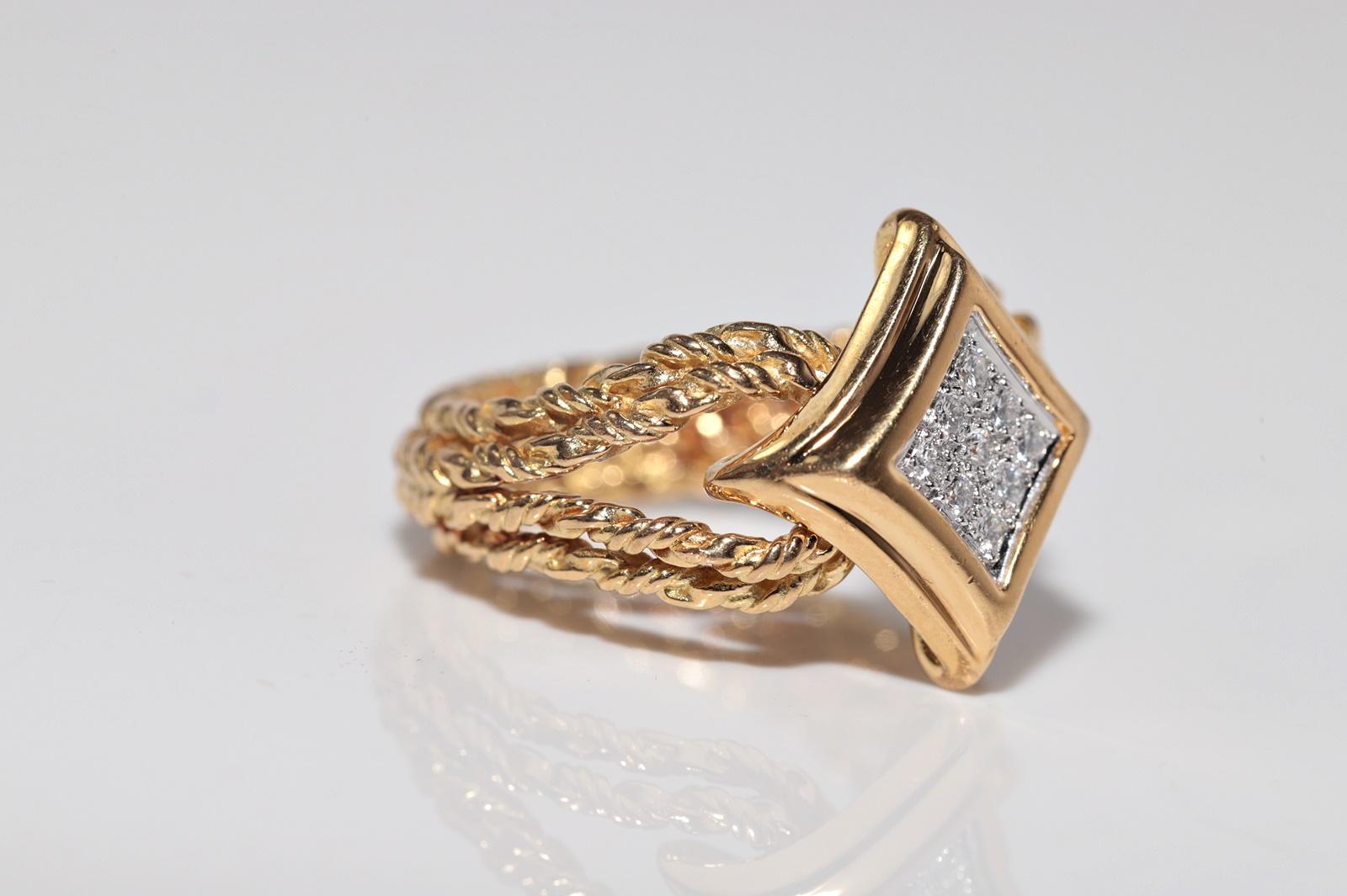 Anello Navette d'epoca in oro 18 carati con diamanti naturali decorati e lavorati a mano In condizioni buone in vendita a Fatih/İstanbul, 34