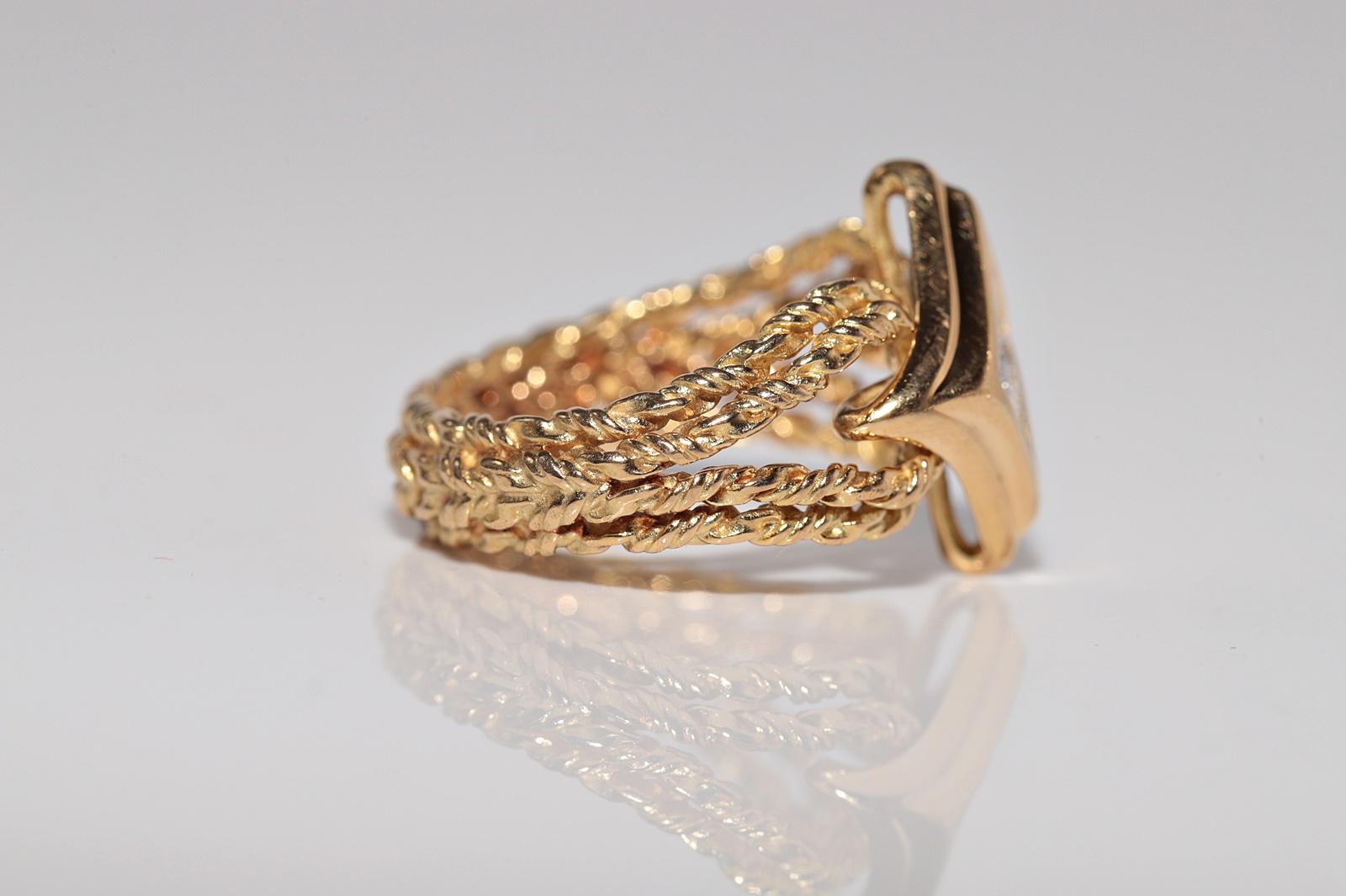 Donna Anello Navette d'epoca in oro 18 carati con diamanti naturali decorati e lavorati a mano in vendita