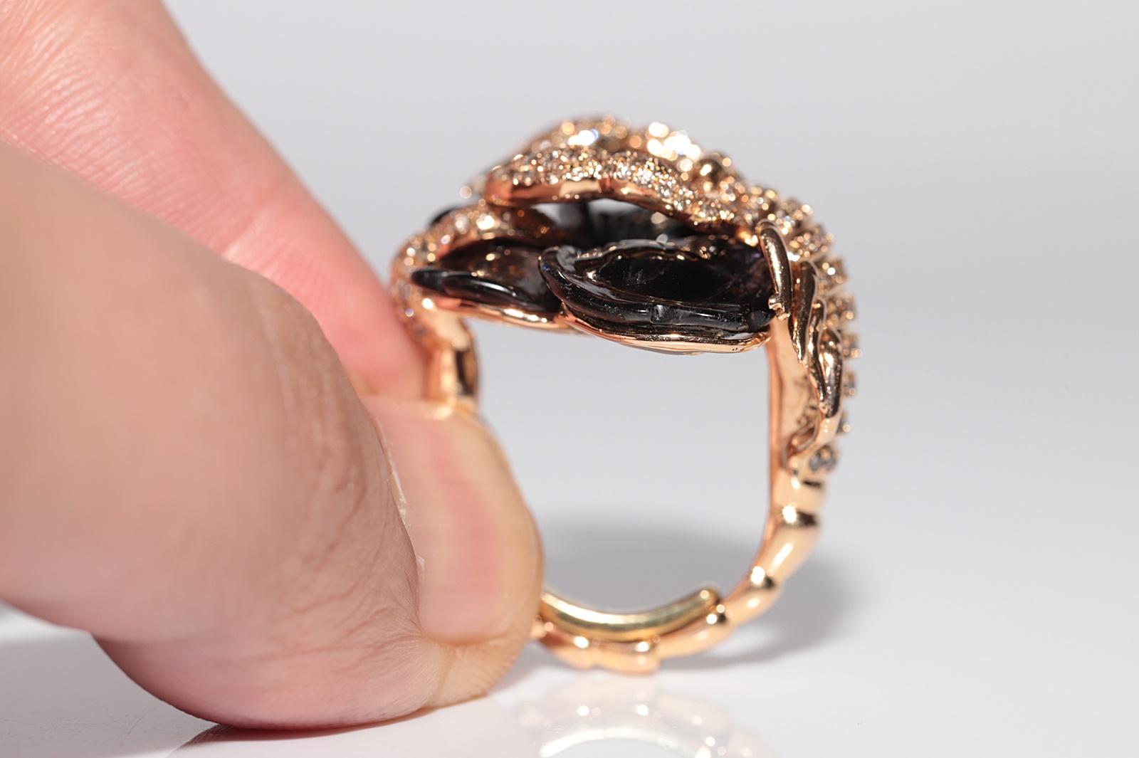 Anello Scorpione d'epoca in oro 18 carati con diamanti naturali e quarzo fumé in vendita 6