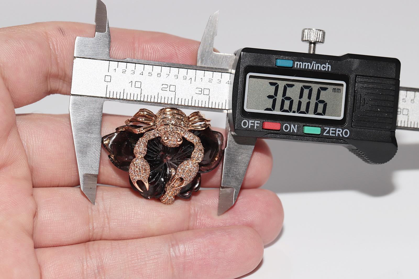 Anello Scorpione d'epoca in oro 18 carati con diamanti naturali e quarzo fumé in vendita 10