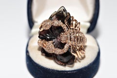 Vintage 18k Gold Handcrafted Natural Diamond Smoky Quartz Scorpian Ring
