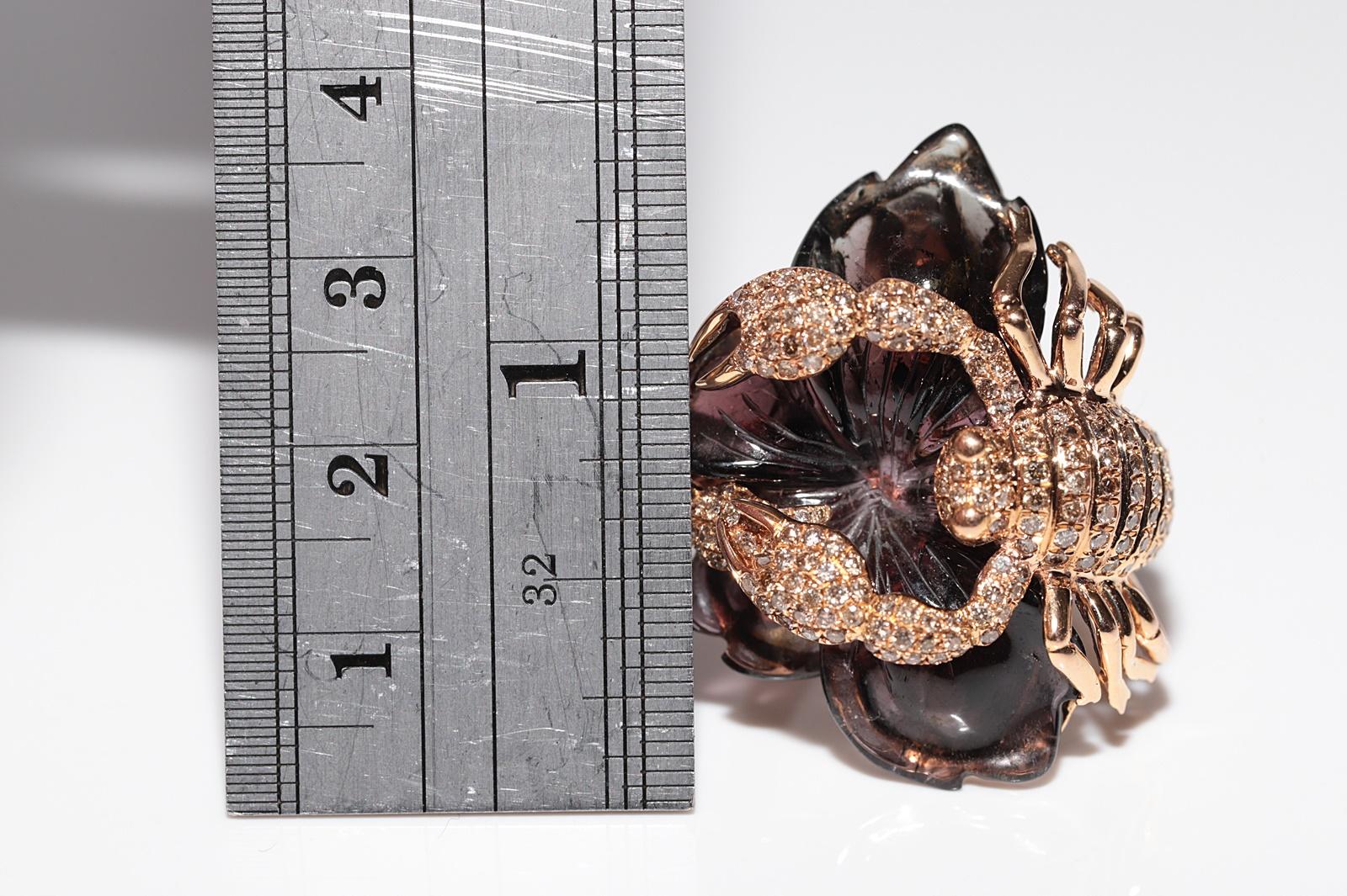 Anello Scorpione d'epoca in oro 18 carati con diamanti naturali e quarzo fumé In condizioni buone in vendita a Fatih/İstanbul, 34