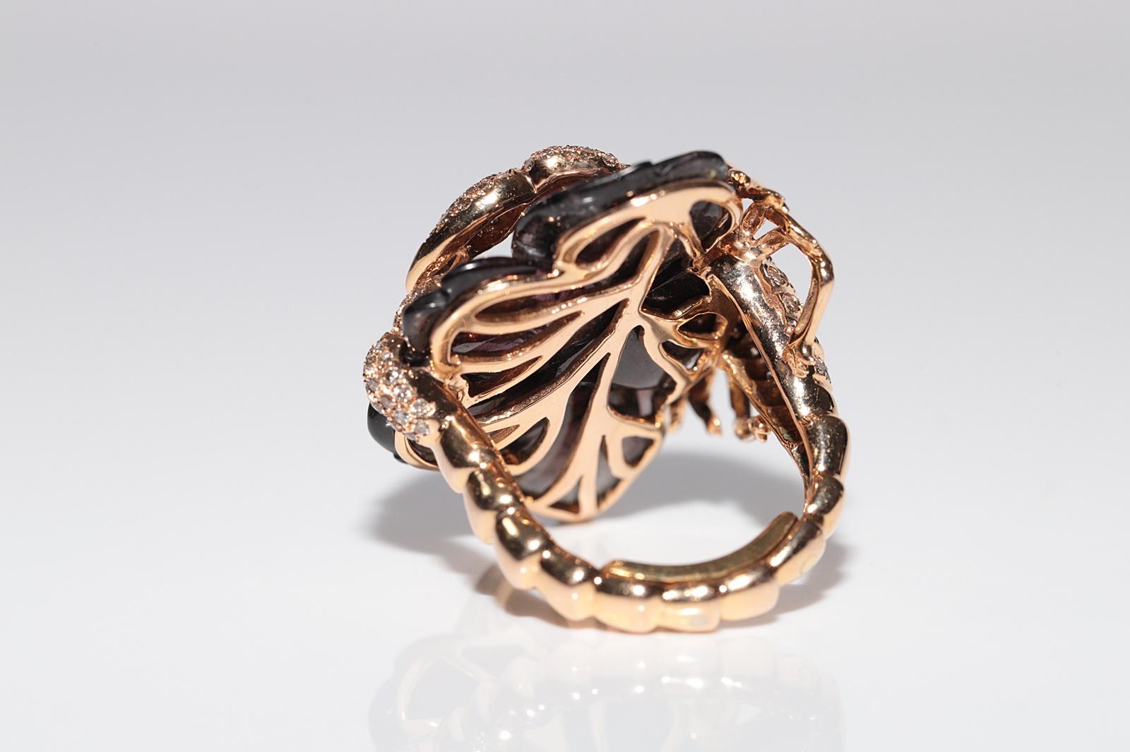 Donna Anello Scorpione d'epoca in oro 18 carati con diamanti naturali e quarzo fumé in vendita