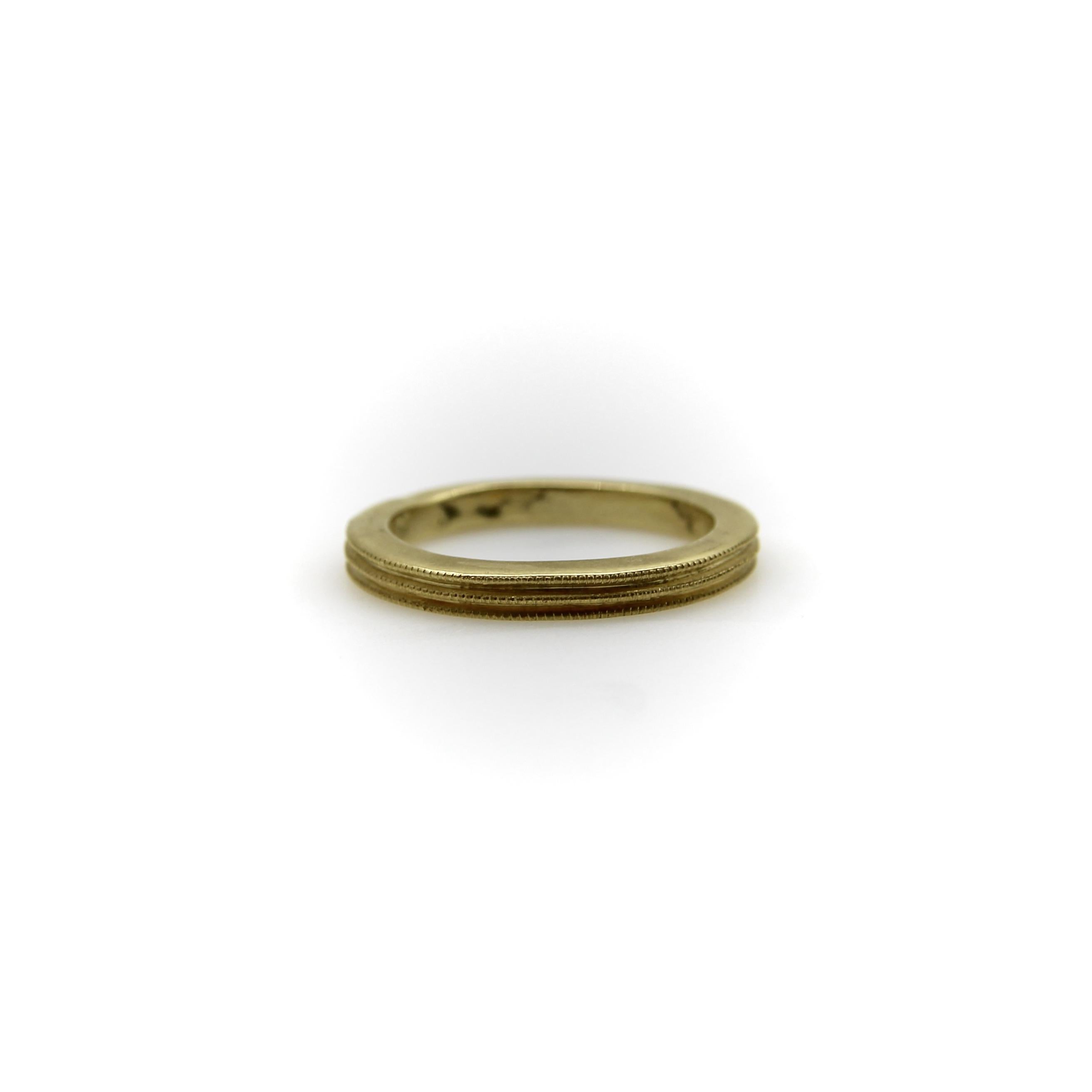 Vintage 18K Gold Handmade Milgrain Ring / Band For Sale at 1stDibs