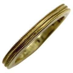 Anello / Fascia in oro 18 carati d'epoca fatto a mano con grani di pietra
