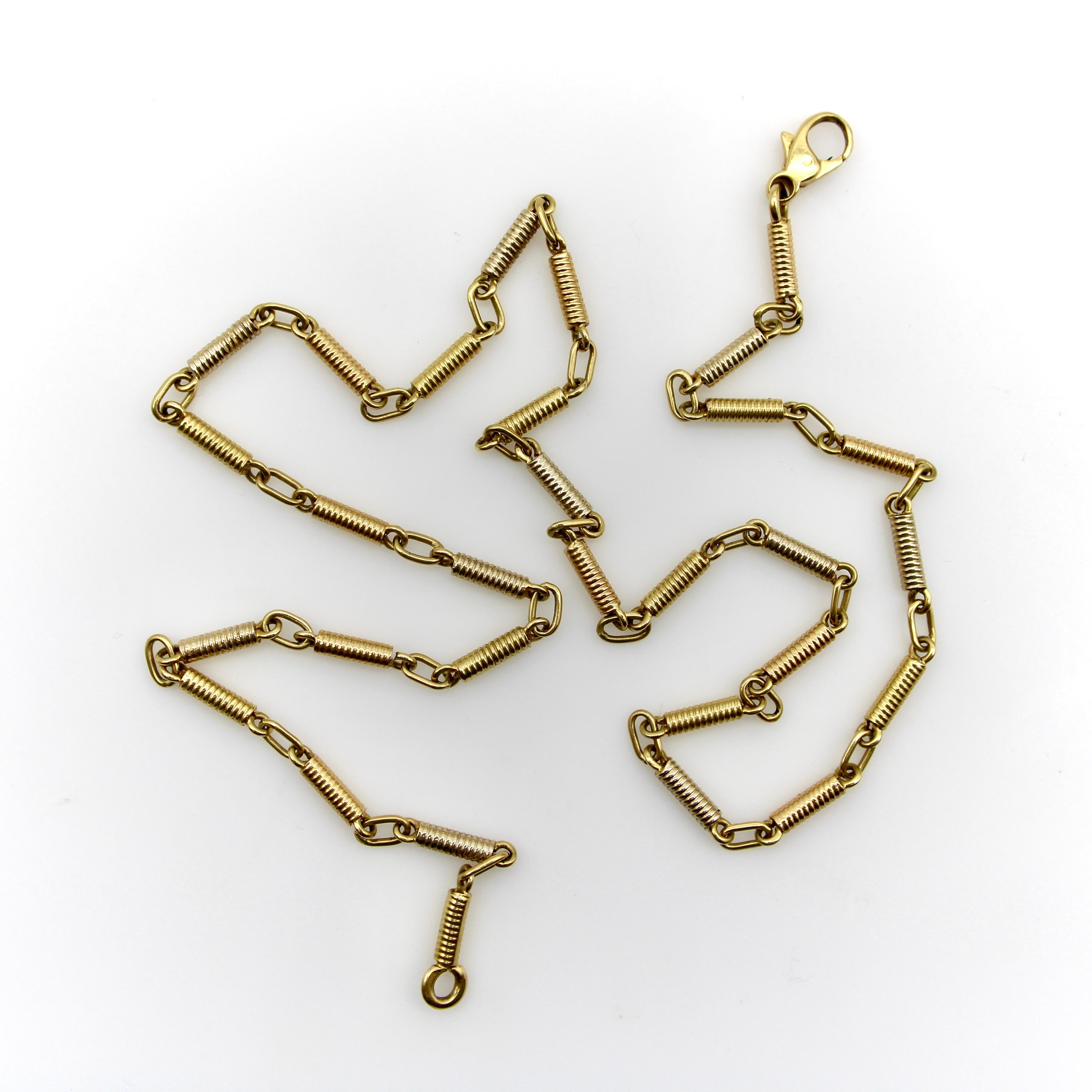 Vintage 18K Gold Handmade Spiral Bar Link Chain, um 1960 (Modernistisch) im Angebot