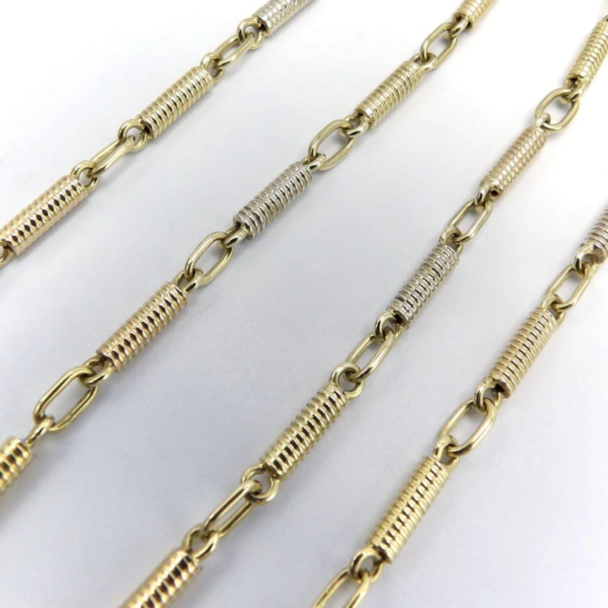 Vintage 18K Gold Handmade Spiral Bar Link Chain, um 1960 für Damen oder Herren im Angebot