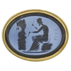 Vintage 18k Gold Hardstone Intaglio Signet Ring