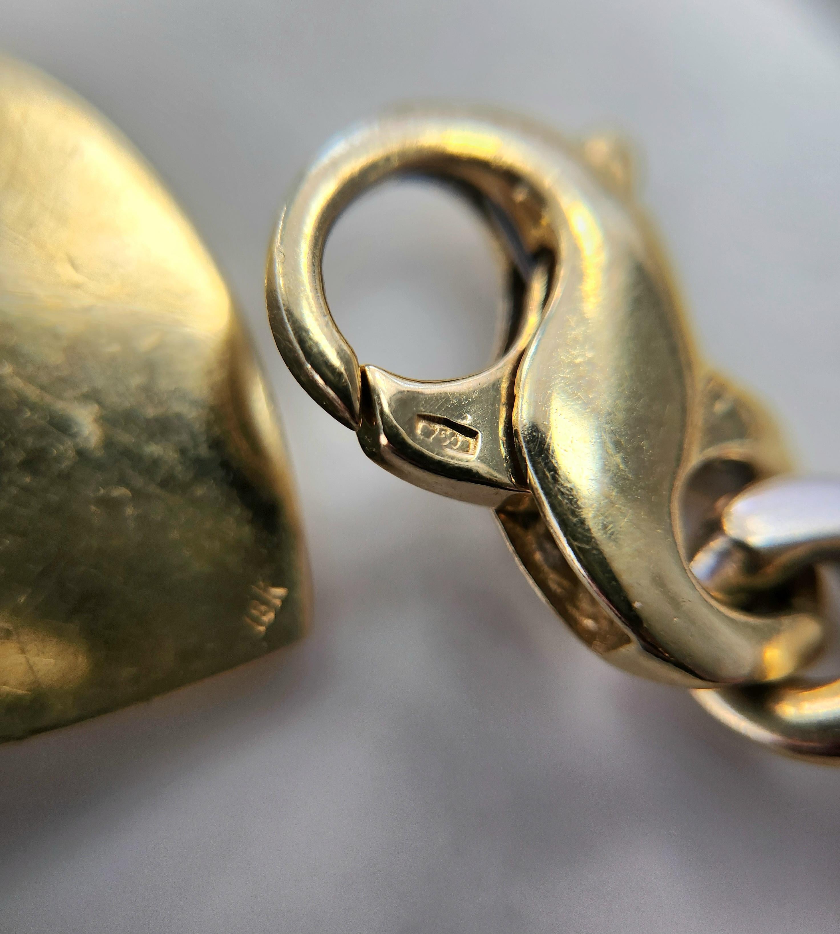 Vintage 18K Gold Heart Tag Chain Link Armband zwei Töne im Angebot 2
