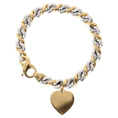 Vintage 18K Gold Heart Tag Chain Link Armband zwei Töne