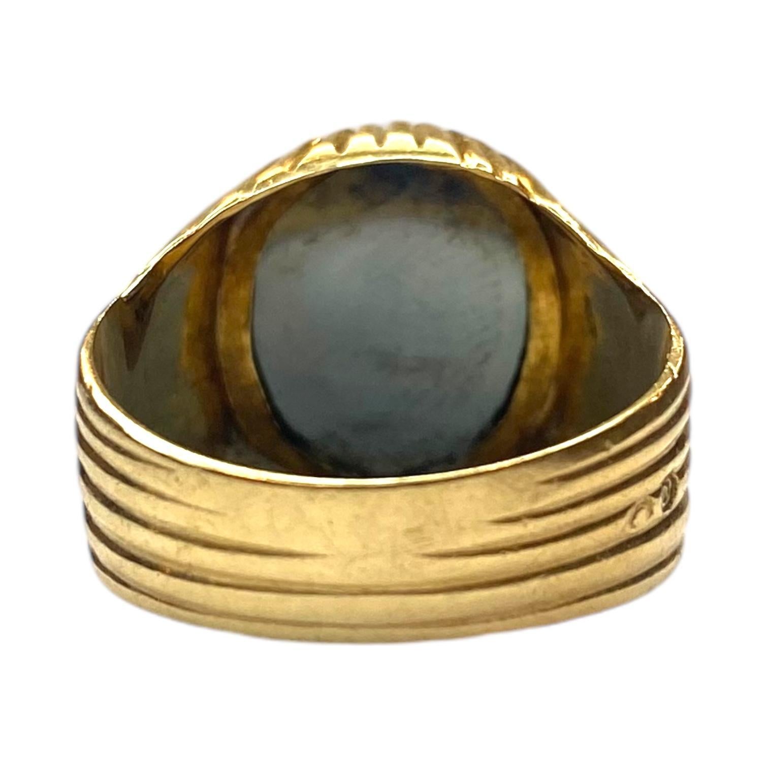 Oval Cut Vintage 18K Gold Hematite Intaglio Ring