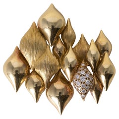 Broche Vintage en or 18K Henry Dunay avec diamants texturés