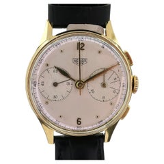 Reloj de caballero vintage Heuer Big Eyes Cronógrafo 418 Valjoux 23 de oro de 18 quilates i15263