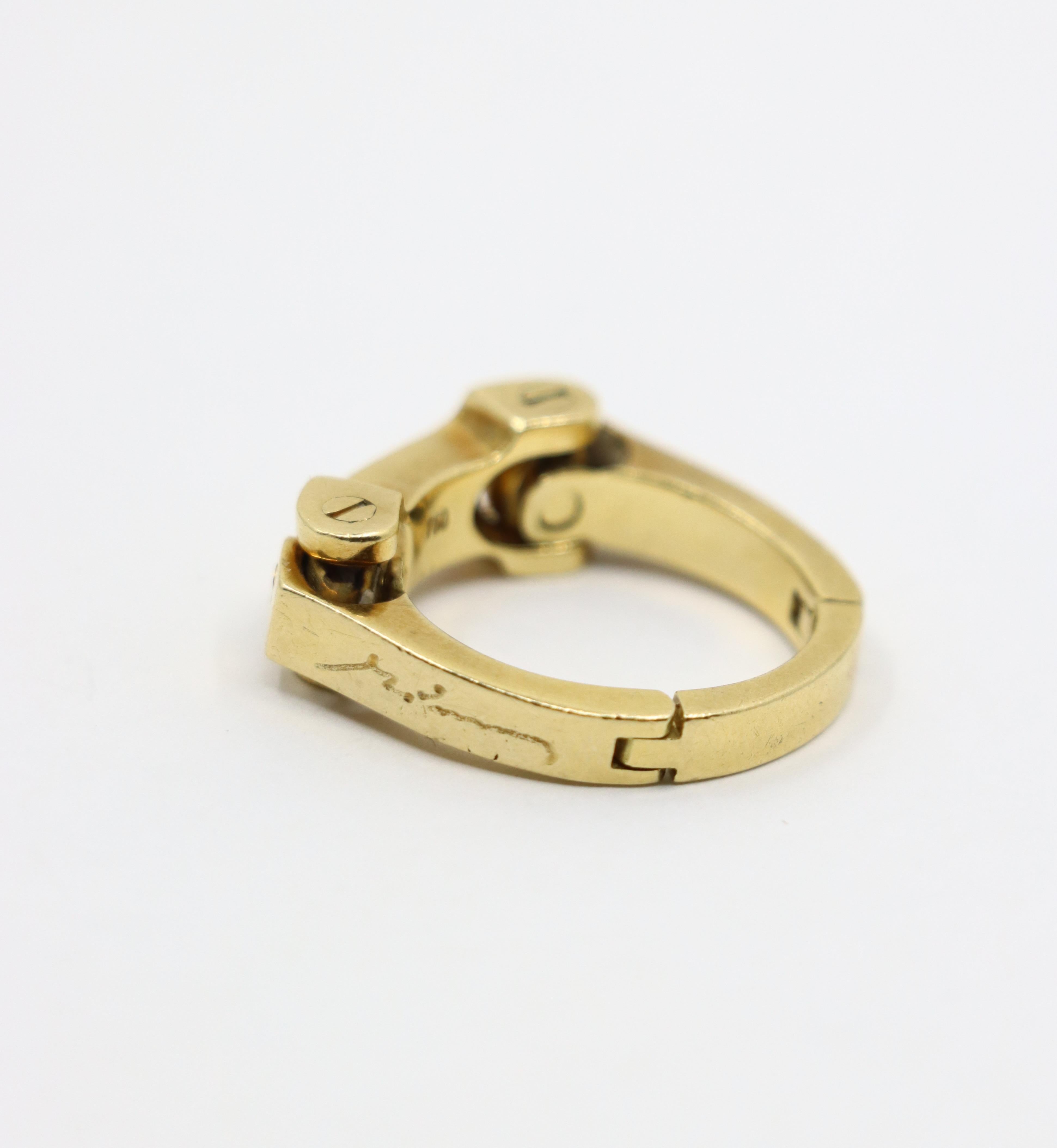 Bague à charnière en or 18K en vente 7