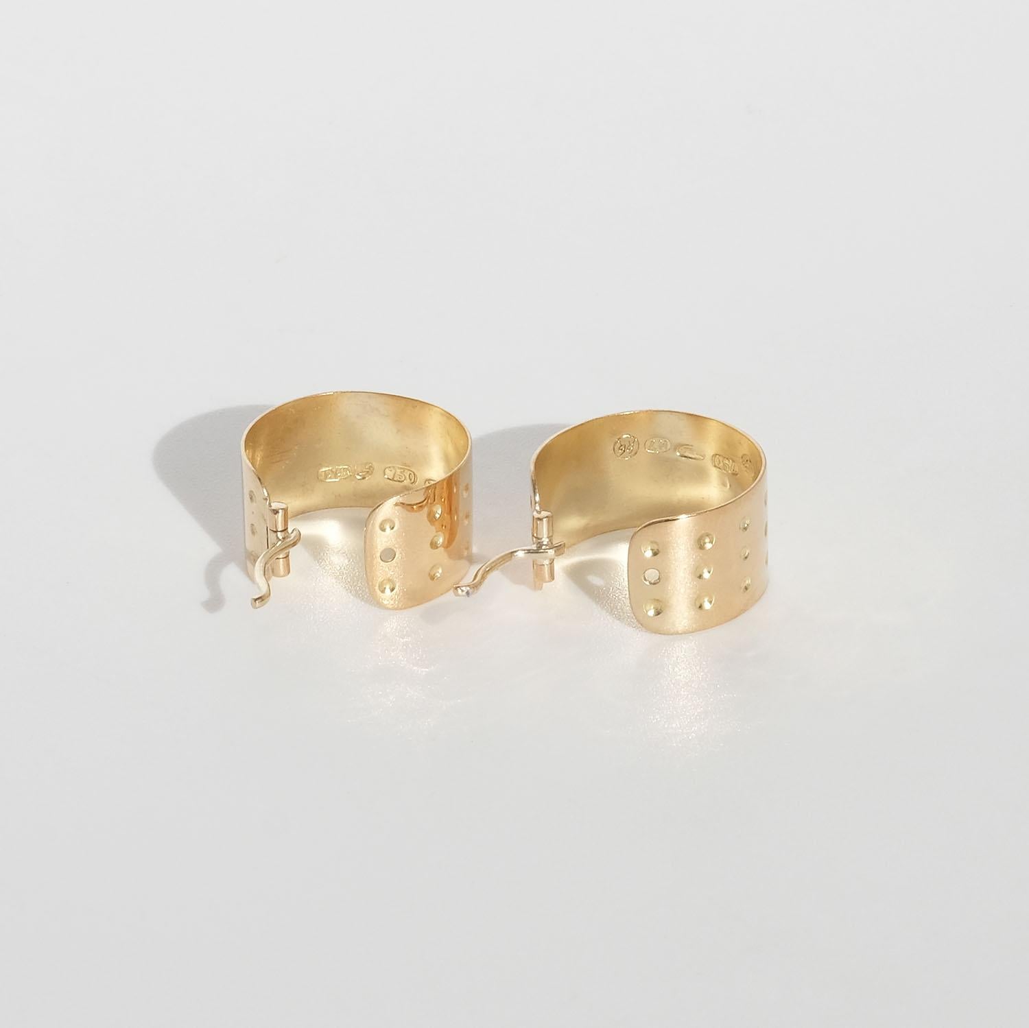 Vintage 18k Gold Hoop Earrings by Kalevala Koru Oy Made Year 1961 1