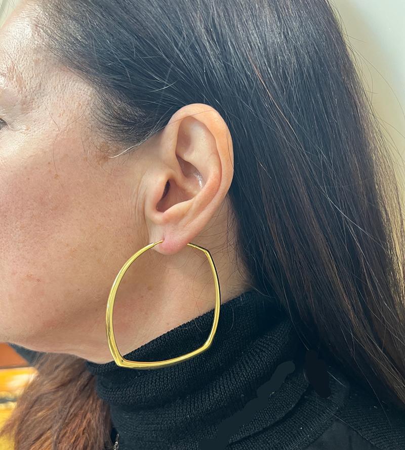 Vintage 18k Gold Hoop Earrings, Italy 1