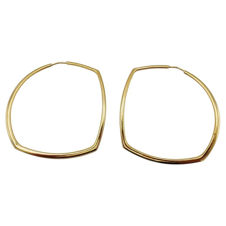 Vintage 18k Gold Hoop Earrings, Italy For Sale