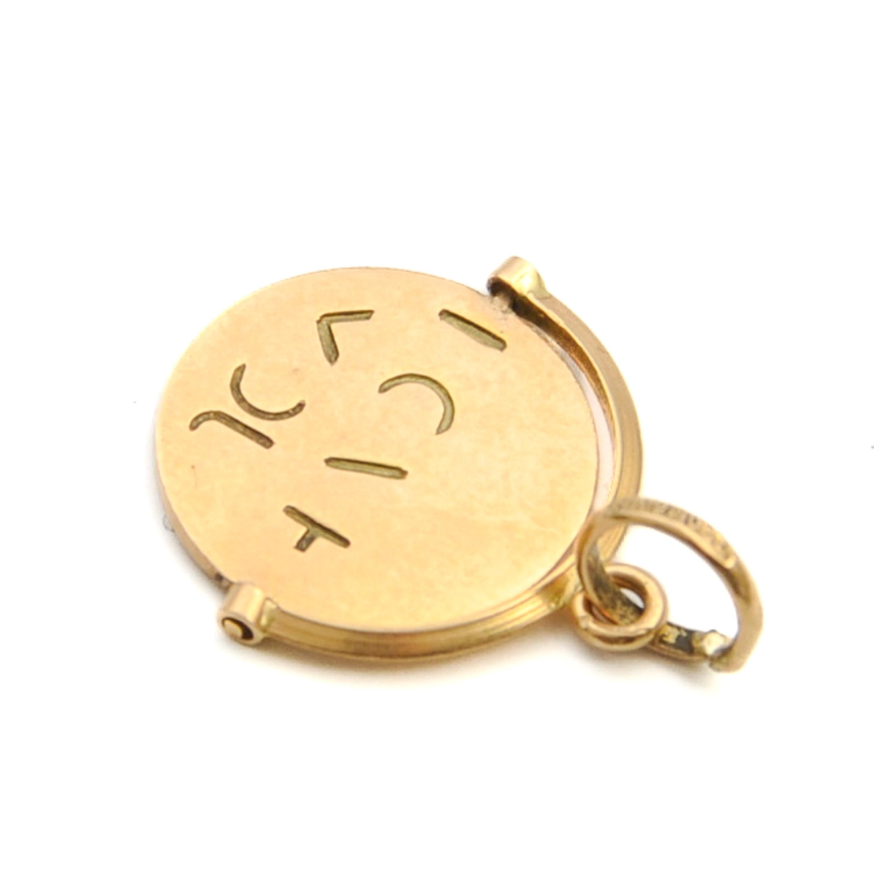 Vintage 18K Gold I Love You Spinner Charm Pendant In Good Condition In Rotterdam, NL