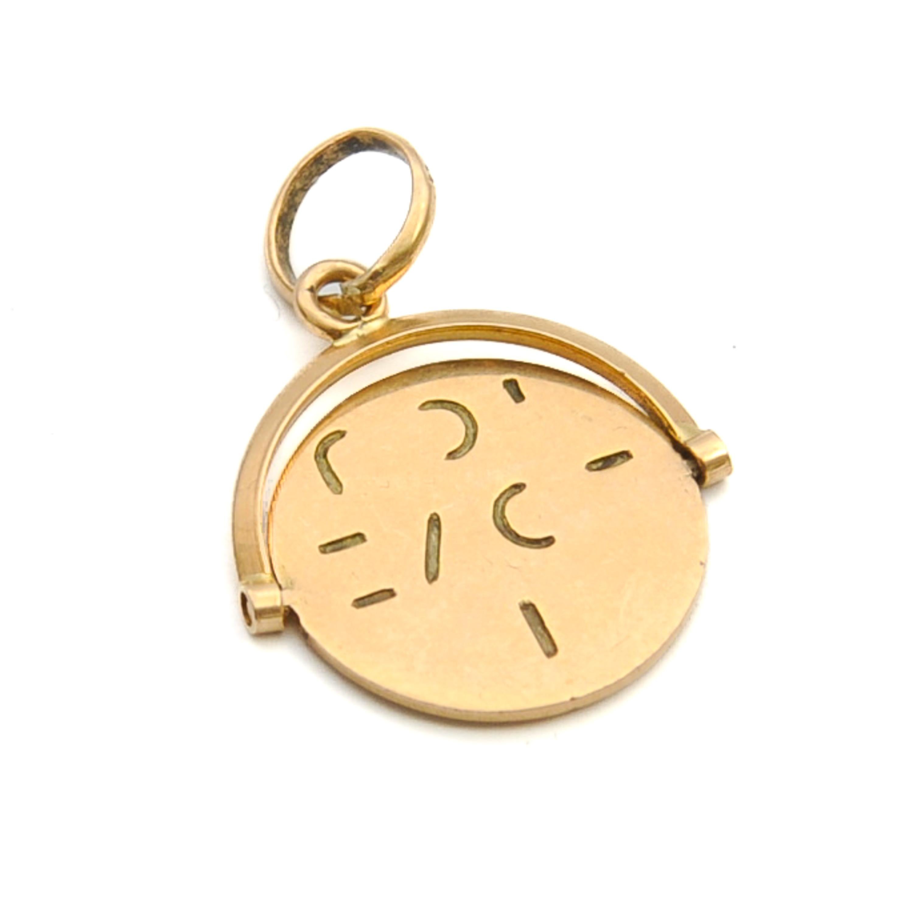 Women's Vintage 18K Gold I Love You Spinner Charm Pendant