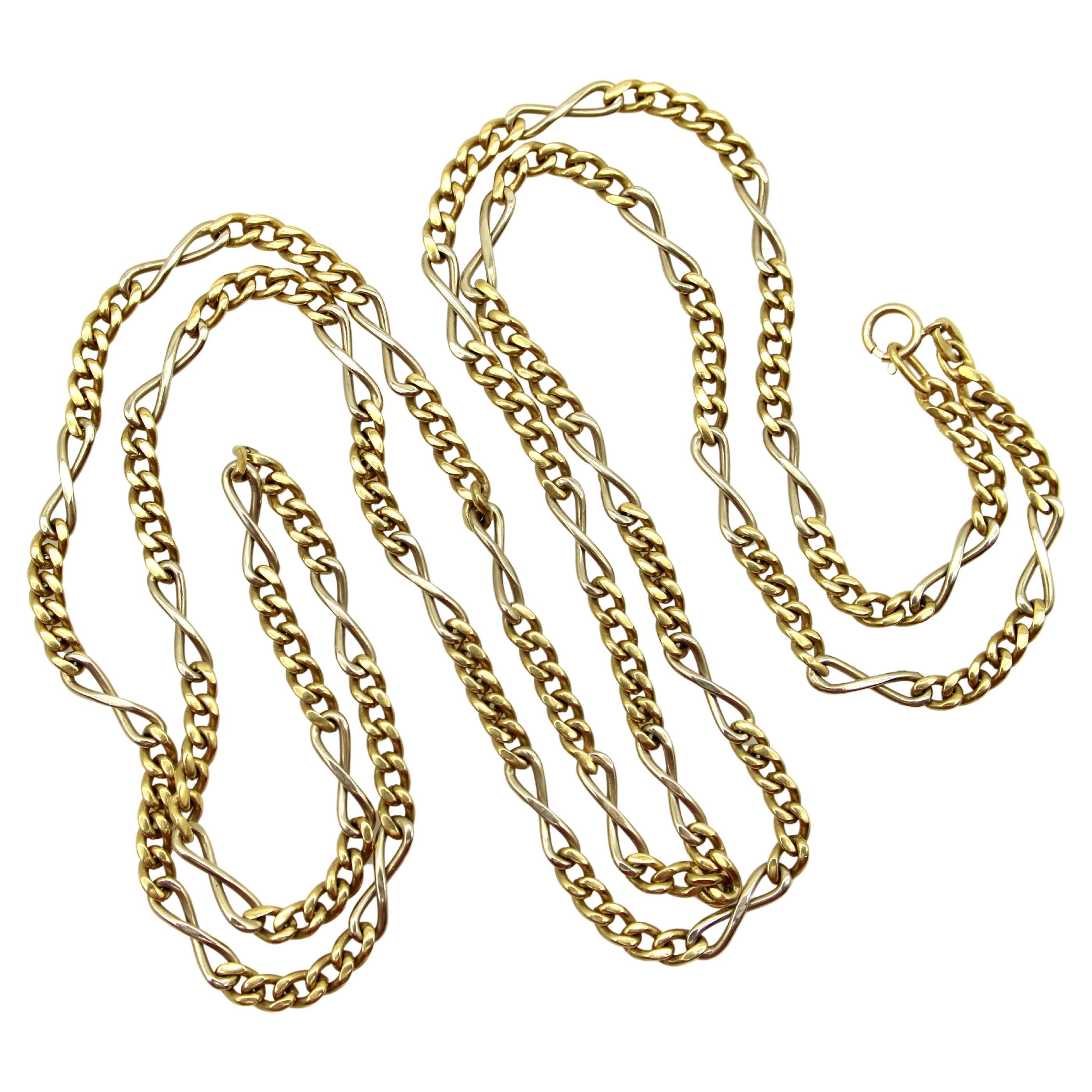 Catena italiana d'oro 18 carati d'epoca a cordoncino e a maglie infinite