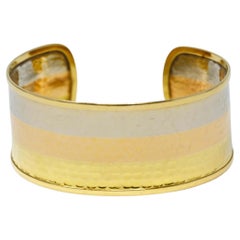 Vintage 18k Gold Italy F I Bangle Bracelet Three Colors