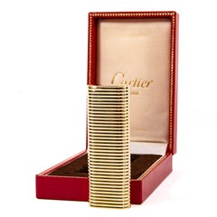 Vintage 18k Gold Jacket Cartier Les Must Lighter in Box 1970s