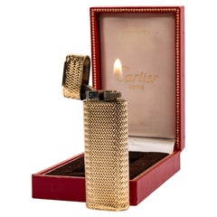 Vintage 18 Karat Gold Jacke CARTIER Les Must Lighter in Box 1970er Jahre