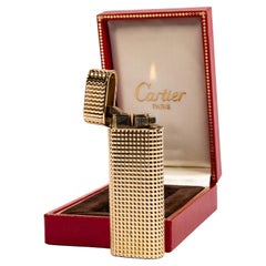 Vintage 18 Karat Gold Jacke CARTIER Les Must Lighter in Box 1970er Jahre