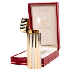 Vintage 18k Heavy Gold Jacket CARTIER Les Must Lighter in Box 1970s