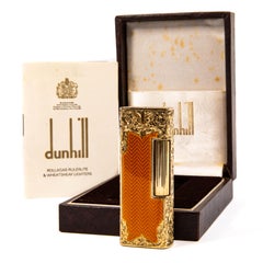 Vintage 18k Gold Jacket Dunhill Rollagas Lighter Enamel in Box 1968