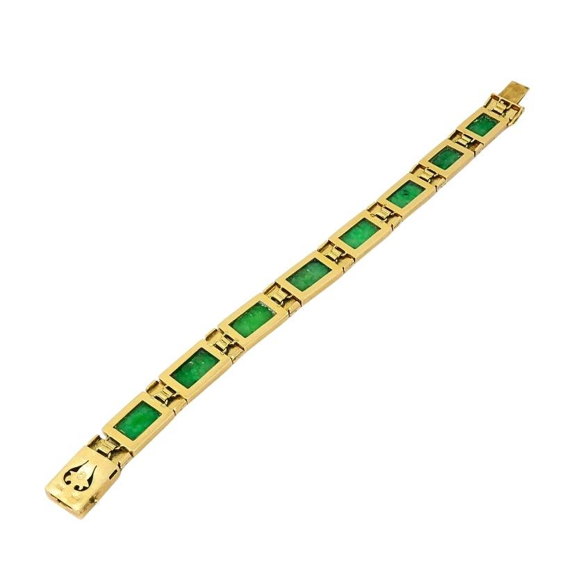 Women's Vintage 18k Gold Jade Diamond Bracelet For Sale