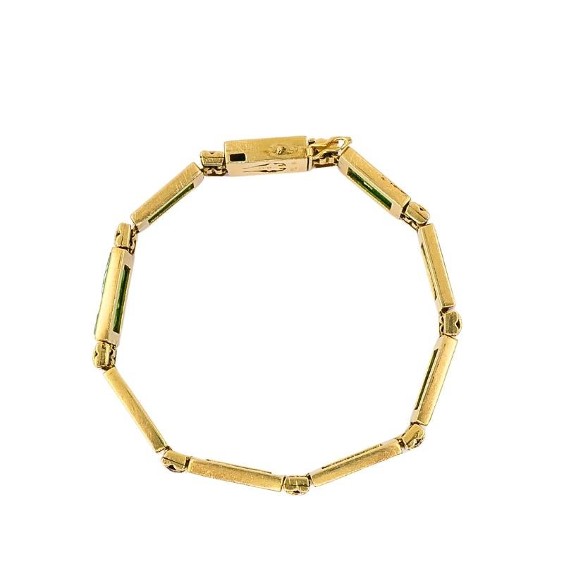 Vintage 18k Gold Jade Diamond Bracelet For Sale 3