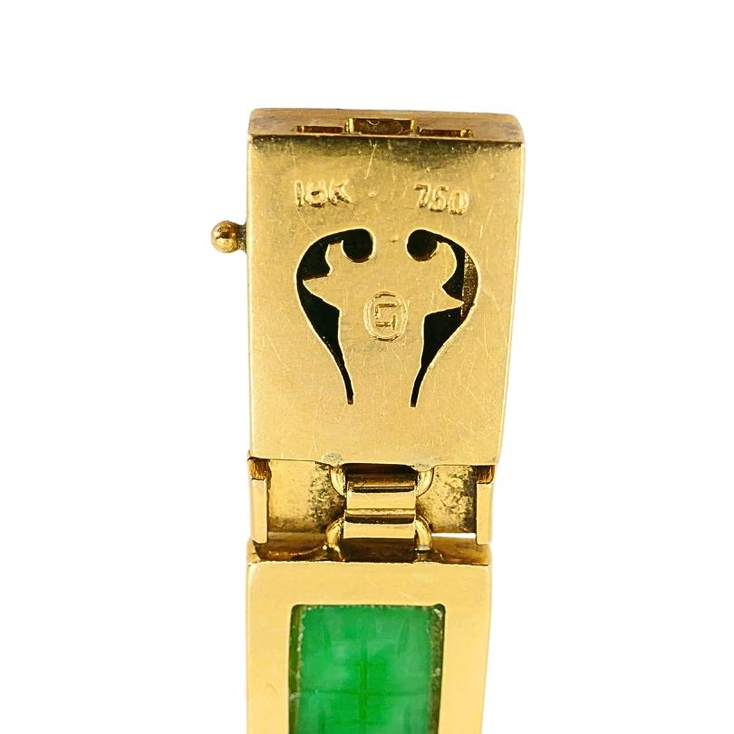 Vintage 18k Gold Jade Diamond Bracelet For Sale 4