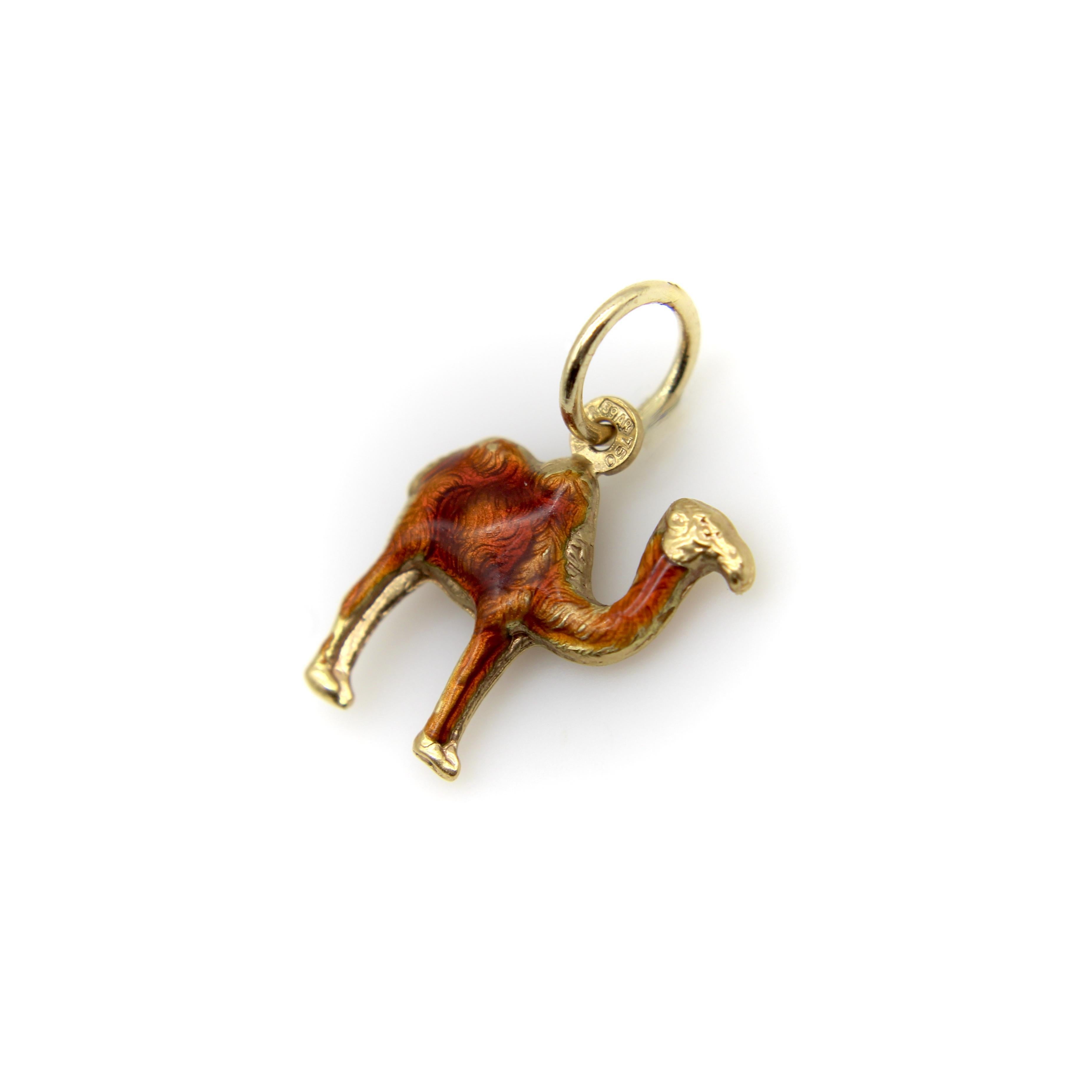This 18k gold charm is in the image of Joe Camel, the notorious mascot of Camel cigarette brand. Also known as Old Joe, the camel was a genius in marketing, making smoking seem cool for decades, until he was banned in 1997. Though we don’t think
